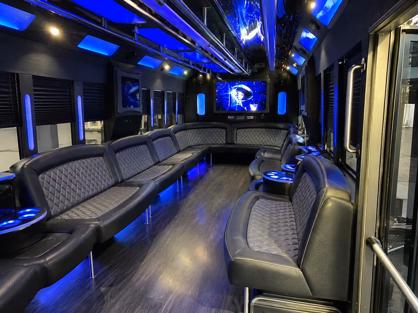 denton 28 passenger party bus interior