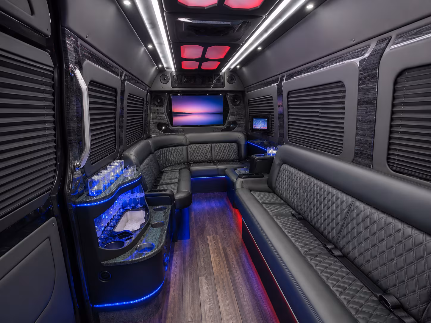 denton 40 passenger party bus inside