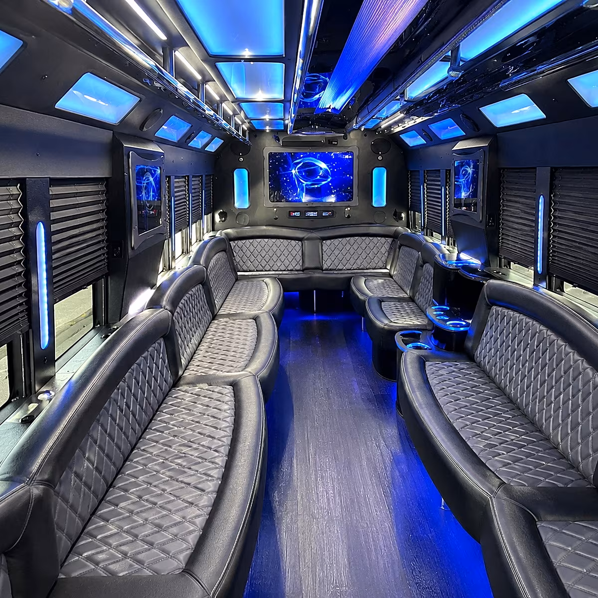 denton 50 passenger party bus interior